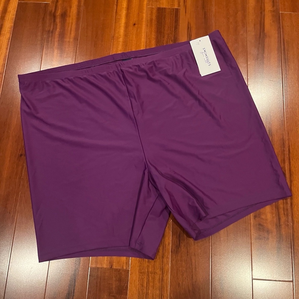 SWIMSUITS FOR ALL Purple Swim Shorts Bottom Lycra Athletic Plus Size 28